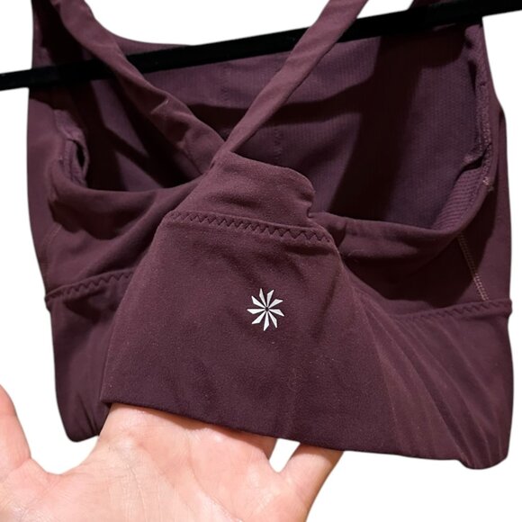Athleta Maroon Square Neck Criss Cross Back Sports Bra - Picture 3 of 4